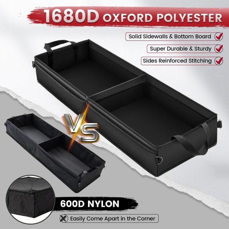 AUTOFIT Under Seat Truck Organizer Storage Box with 1 Removable Divider & 5 Storage Mesh Bag, Collapsible Trunk Organizer for Car, SUV, Truck, or Van(Full Size Trucks) Two large storage compartments - Image 2